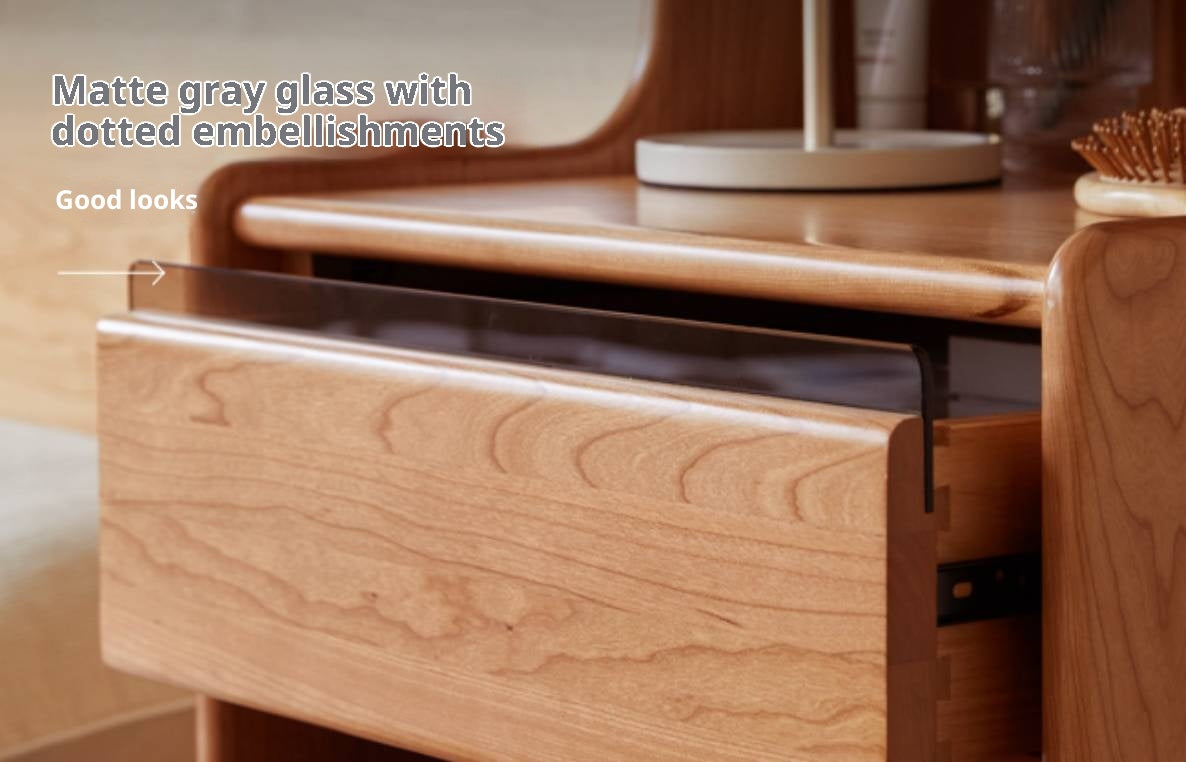 Cherry Solid Wood Multifunctional Retro Dressing Table