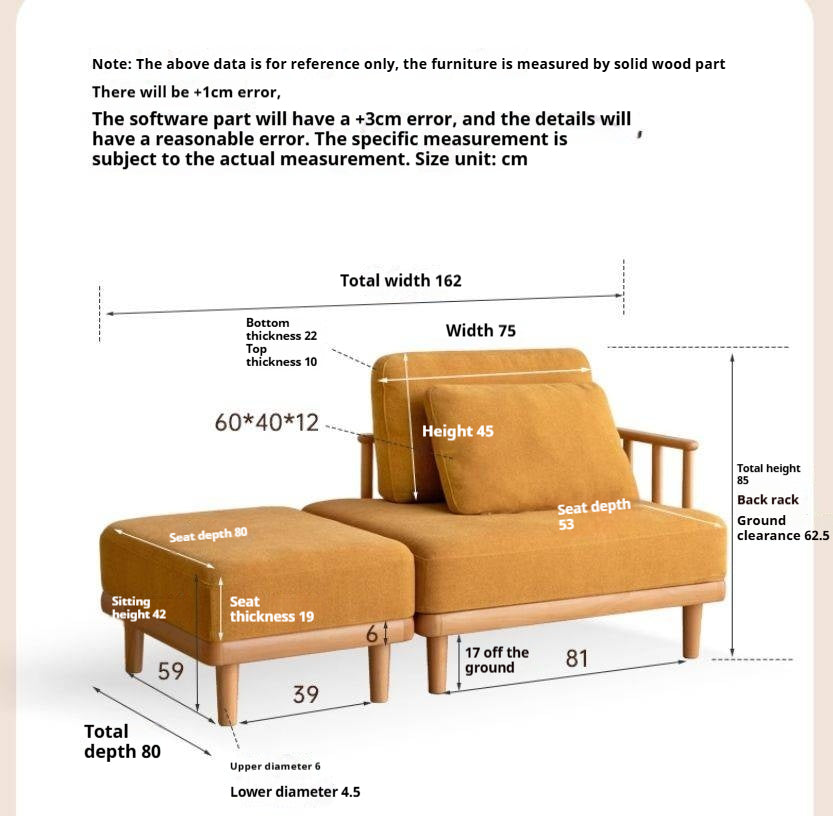 Beech Solid Wood Fabric Sofa Free Combination