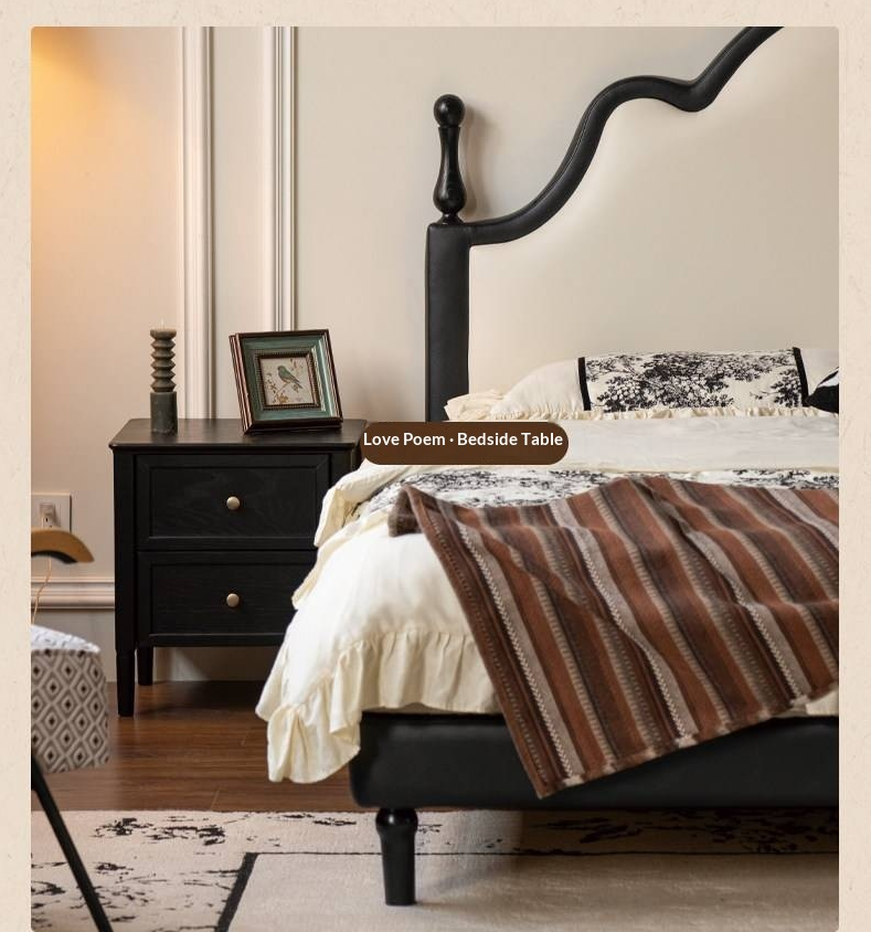 Eco-Friendly Cloud Leather Bed — French Retro Style Upholstered Fabric Bed