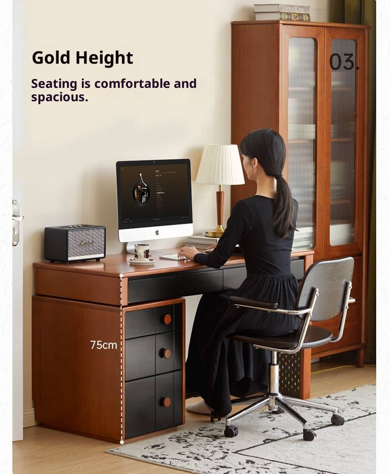 Poplar Solid Wood Desk Extendable Office Desk