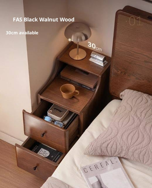 Black Walnut Solid Wood Retro Style Nightstand