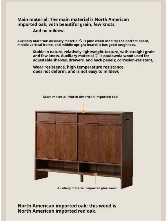 Oak Solid Wood Capacity Shoe Cabinet