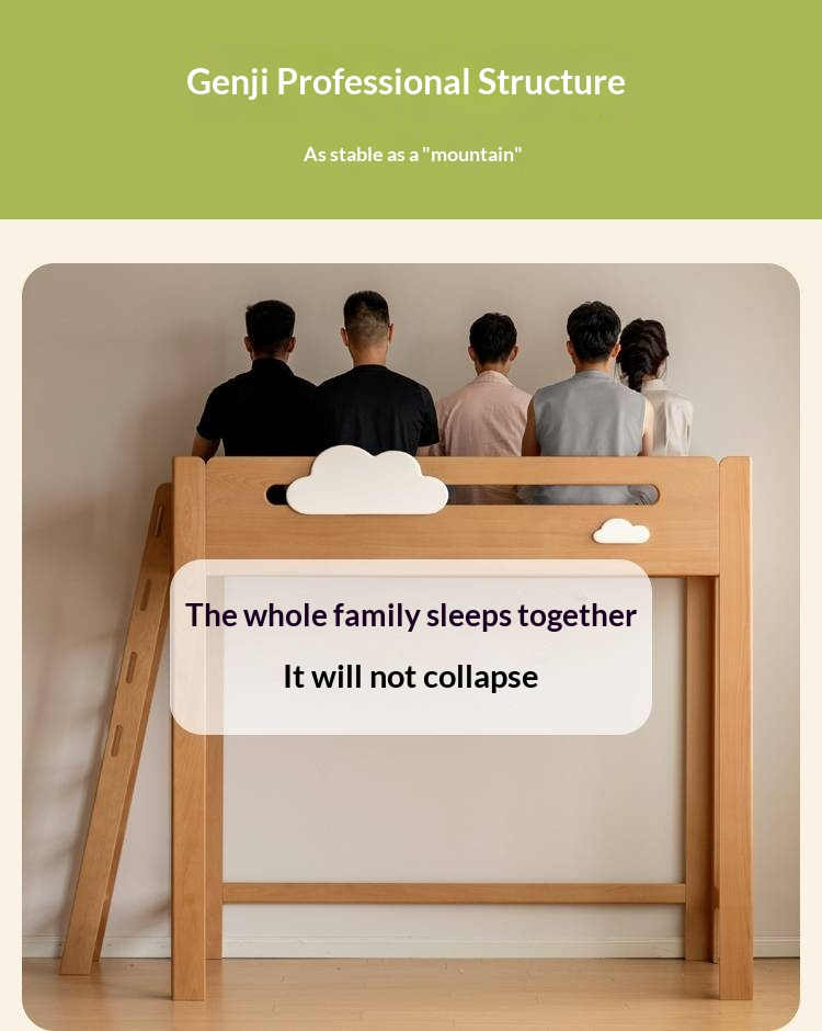 Rubberwood Solid Wood Children's Loft Bed