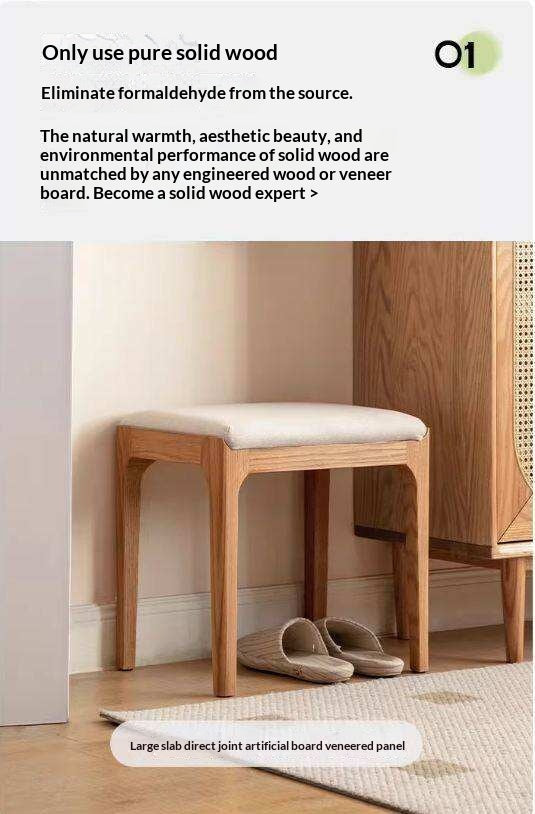 Ash, Oak Solid Wood, Solid RubberWood Makeup Stool