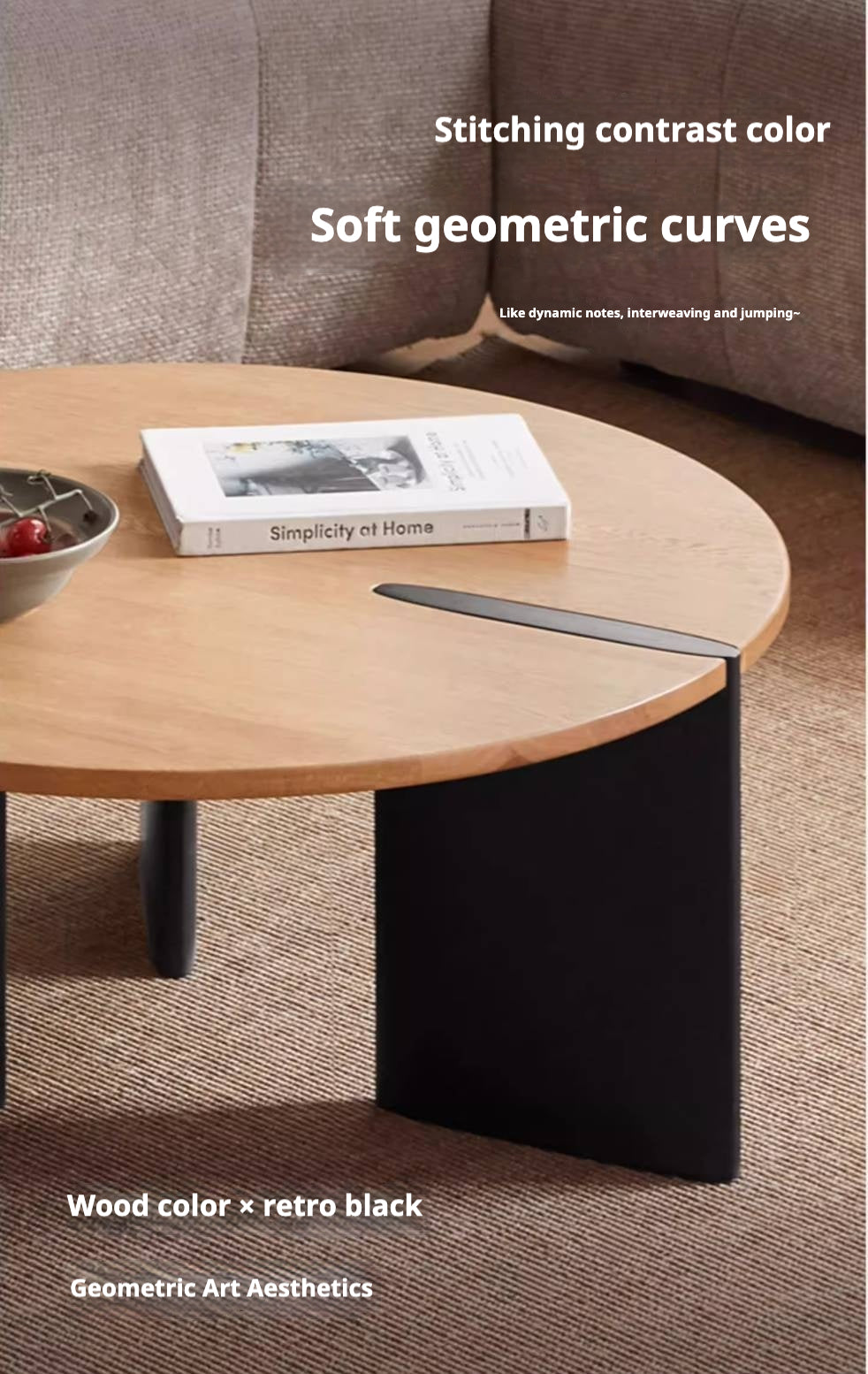 Oak Solid Wood Wabi-Sabi Style Creative Round Coffee Table