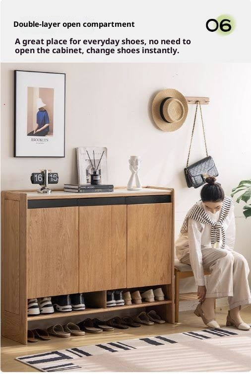 Oak Solid Wood Modern Shoe Cabinet