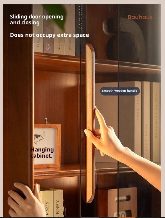 Poplar Solid Wood Vintage Style Glass Bookcase