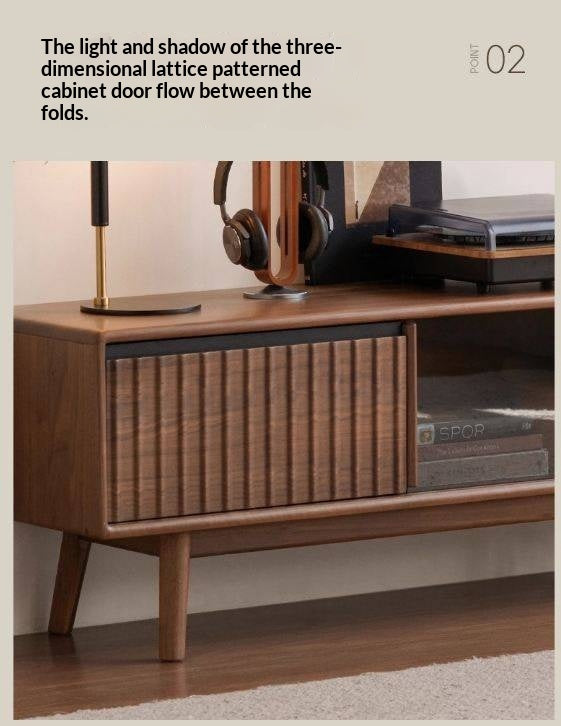 Black Walnut Solid Wood Italian Light Luxury Sliding Door TV Cabinet