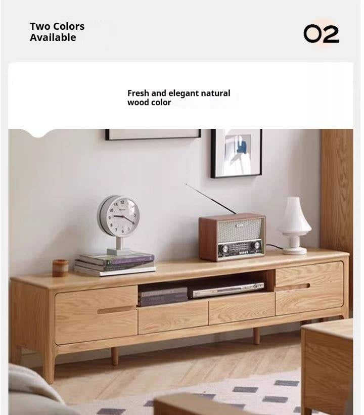 Oak, Solid Rubberwood Nordic Floor TV Cabinet.