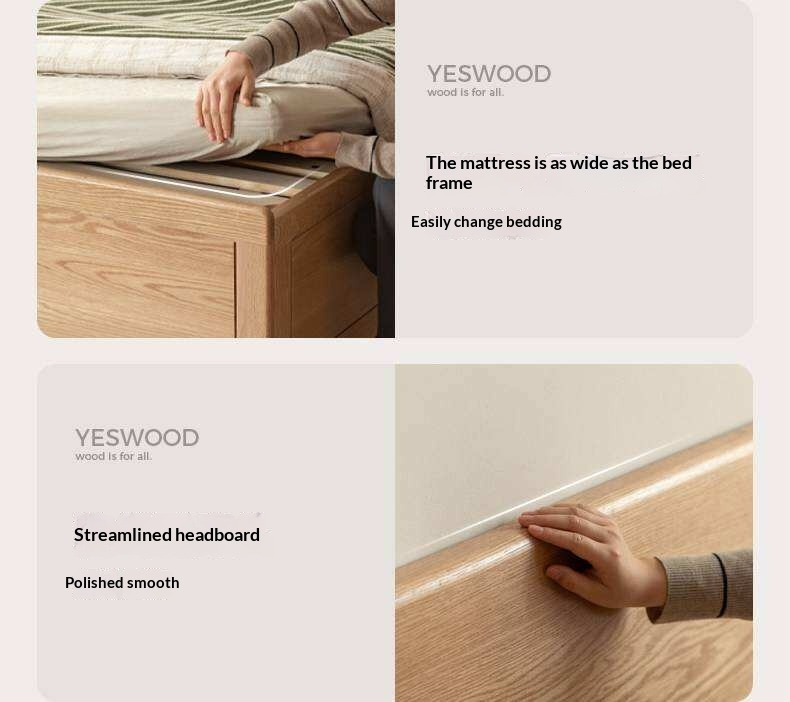 Oak Solid Wood Box Bed — Modern Minimalist Design