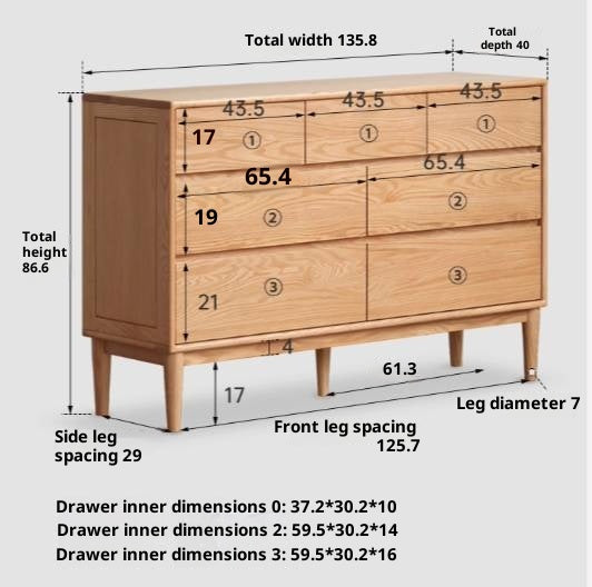 Oak Solid Wood Five-Drawer Chest