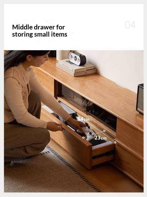 Cherry Solid Wood Modern Simple Floor TV Stand