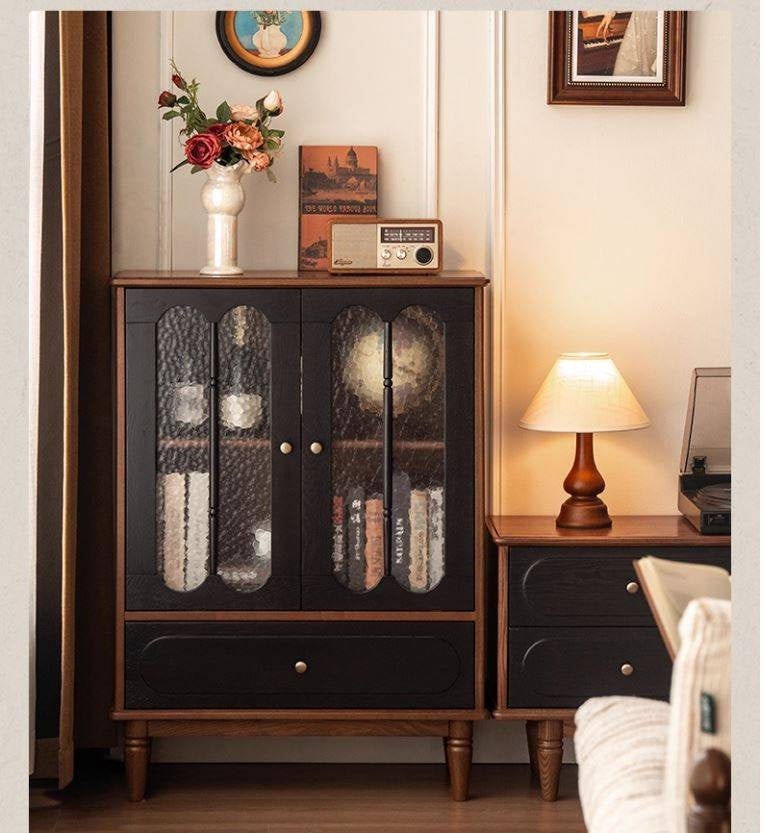 Ash Solid Wood French Retro Side Cabinet.