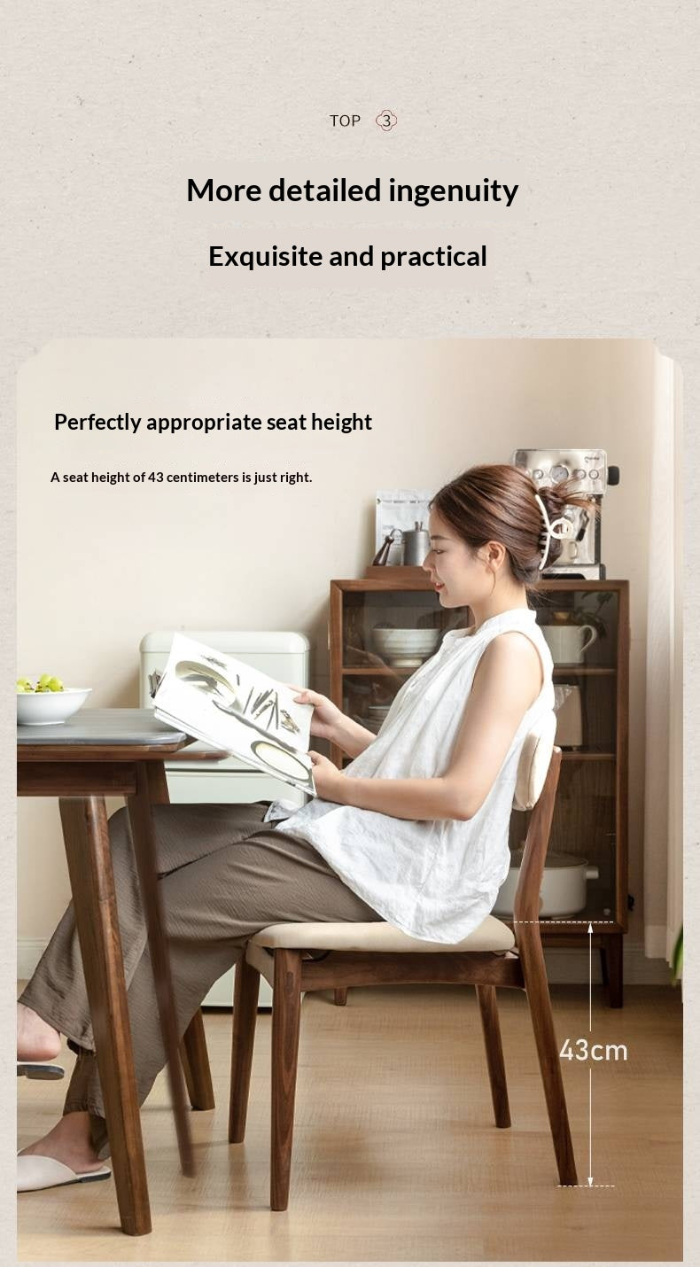 Set 4pcs Black Walnut Solid Wood Home Soft Back Dining Chair