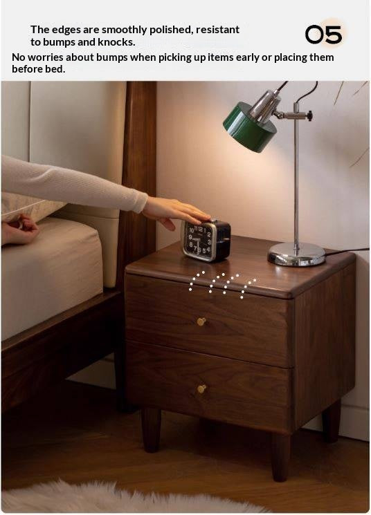 Black Walnut Solid Wood Italian Light Luxury Style Nightstand