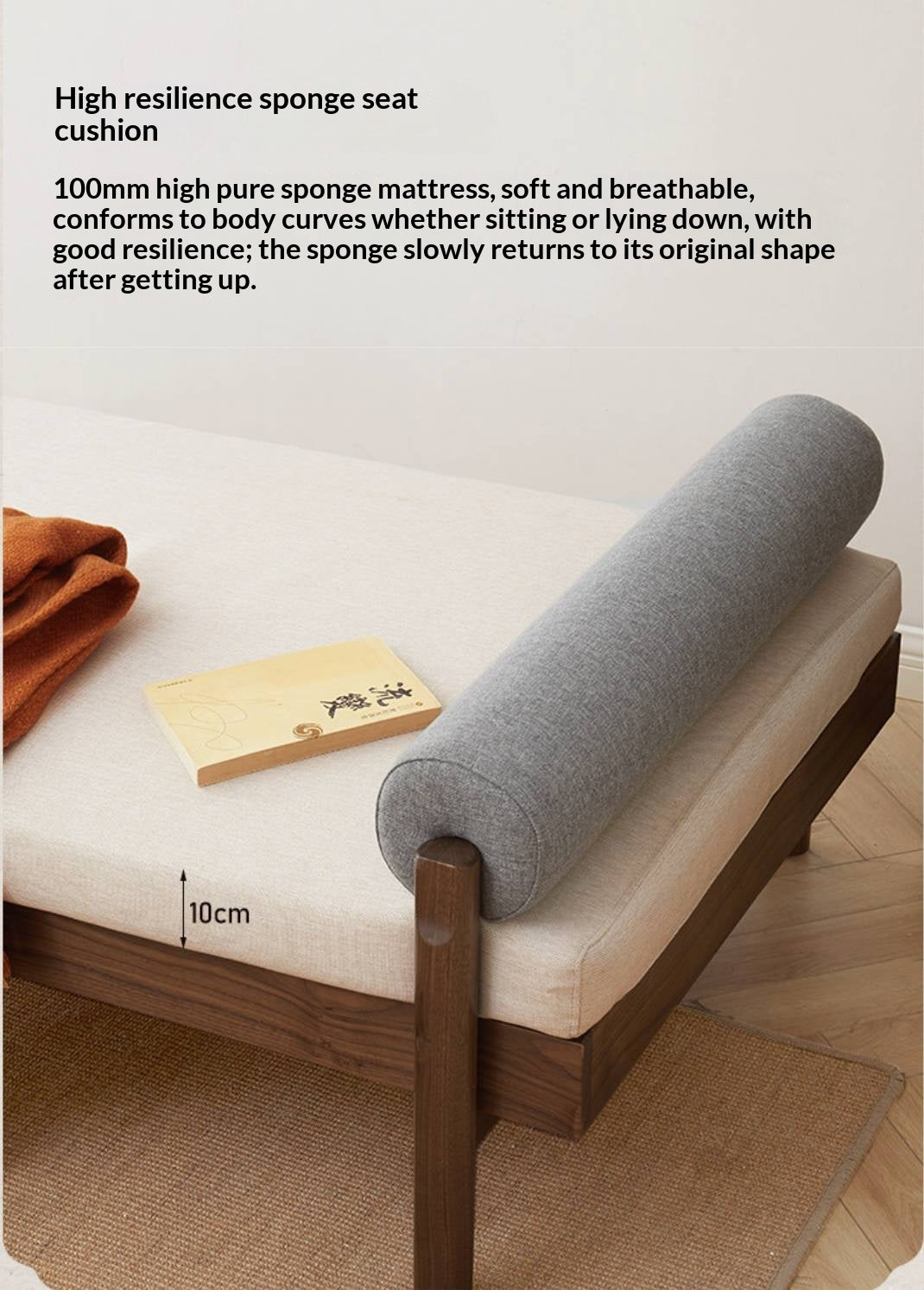 North american black walnut, Ash Solid Wood Single Sleeper Chaise Sofa Bed