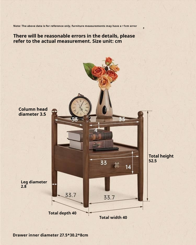 Black Walnut Solid Wood Italian Light Luxury Nightstand