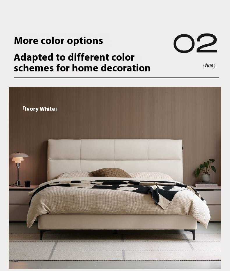 Luxury Genuine Leather Modern Minimalist Bed