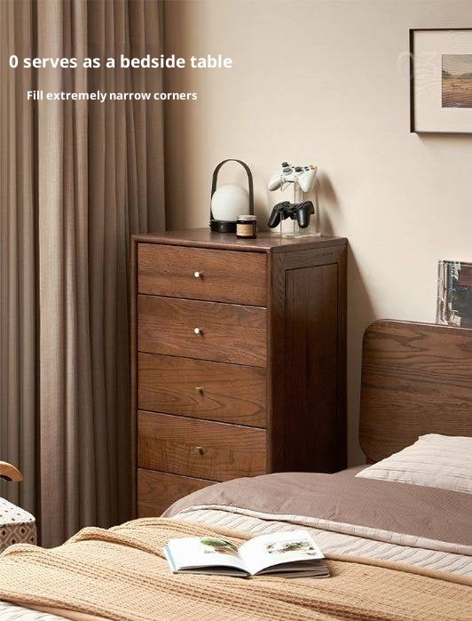 Oak, Solid Rubberwood Modern Minimalist Chest of Drawers