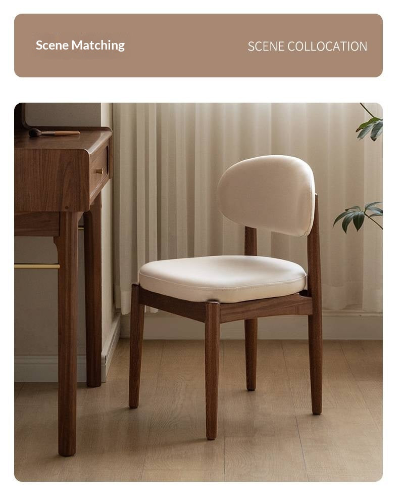 Black Walnut, Ash Solid Wood Modern White Soft Makeup Chair