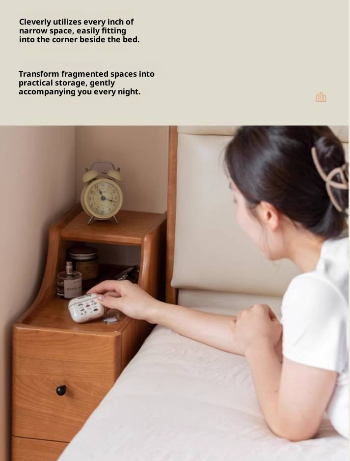 Cherry Solid Wood Modern Nightstand.