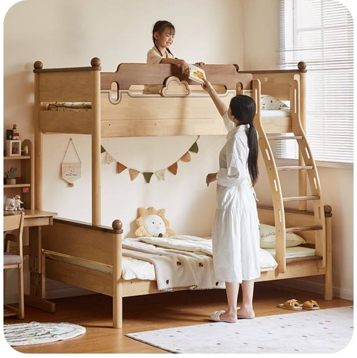 Rubberwood Solid Wood Children's Multifunctional Bunk Bed
