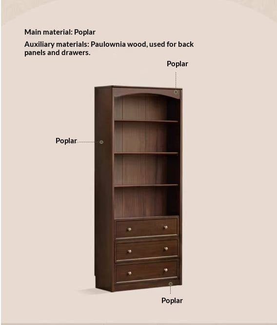 Poplar Solid Wood French Retro Style Floor Standing Display Bookcase