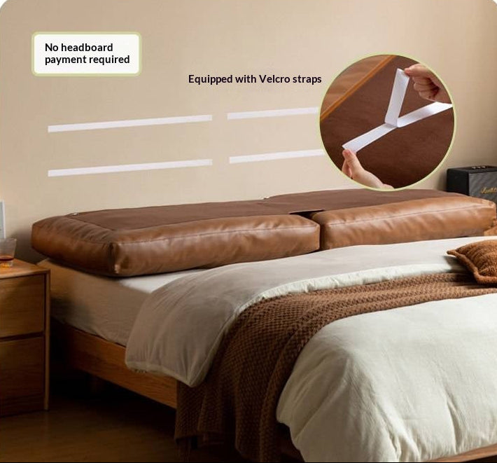 Soft Leather Headboard with Large Cushioned Backrest