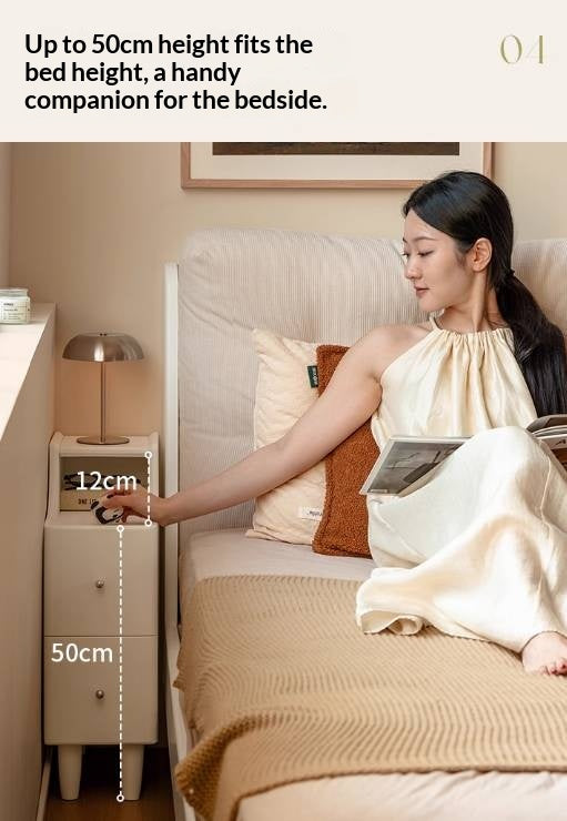 Solid Rubberwood Cream Style Nightstand