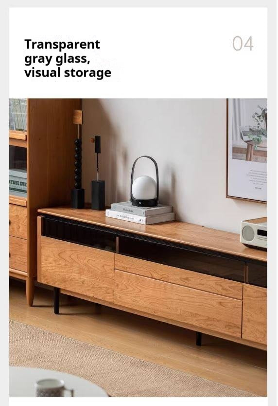 Cherry Solid Wood TV Cabinet Modern Simple))