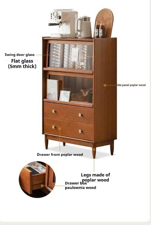 Poplar Solid Wood French Retro Side Cabinet