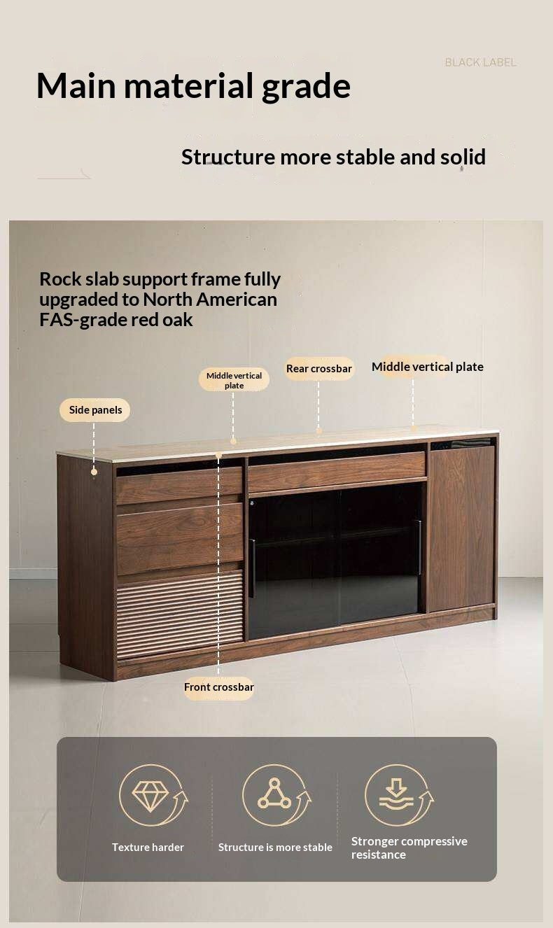 Black Walnut Solid Wood Rock Plate Wine Sideboard