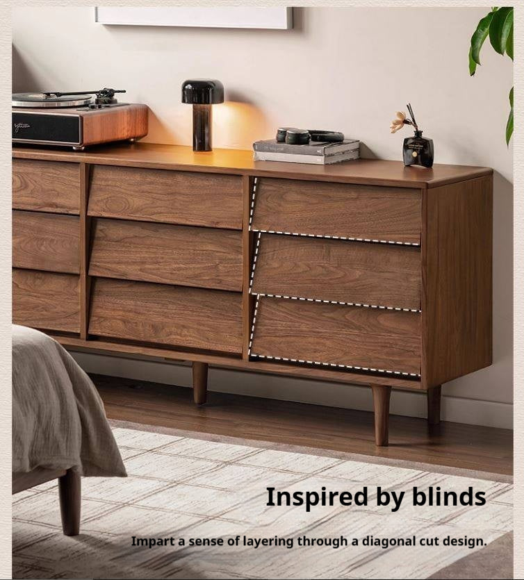 Black Walnut Solid Wood Vintage Style Chest of Drawers