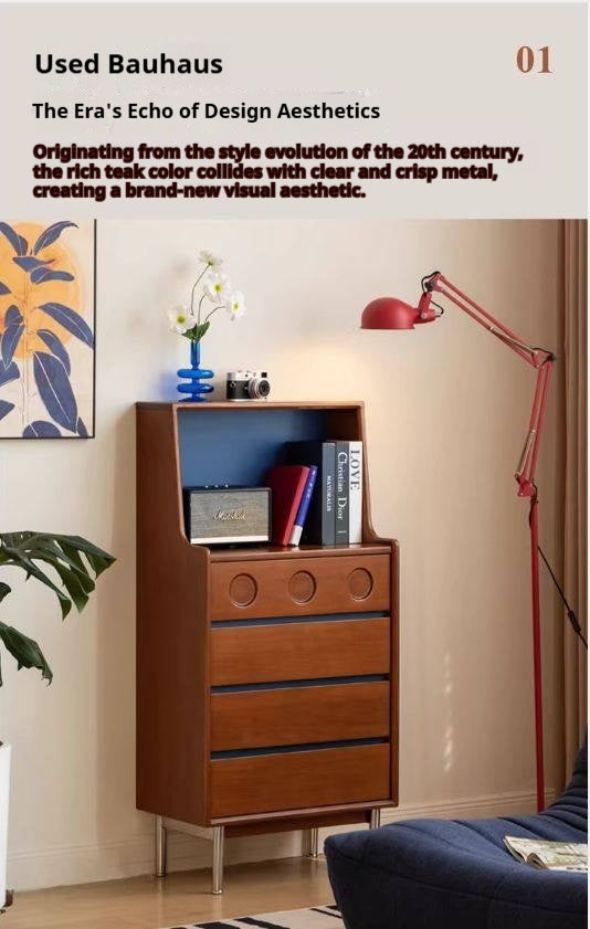 Poplar Solid Wood Middle-Age Edge Cabinet Storage.