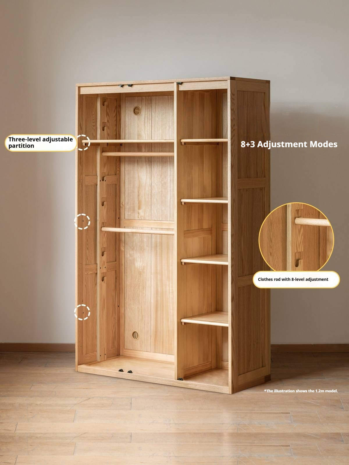 Oak Solid Wood Kids Wardrobe