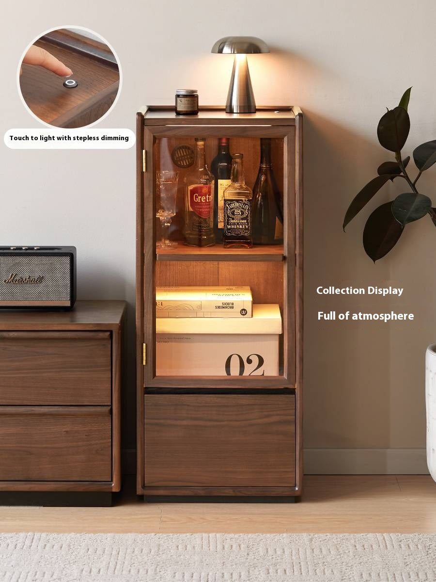 Sandalwood, Black Walnut Solid Wood Floor Storage Cabinet.