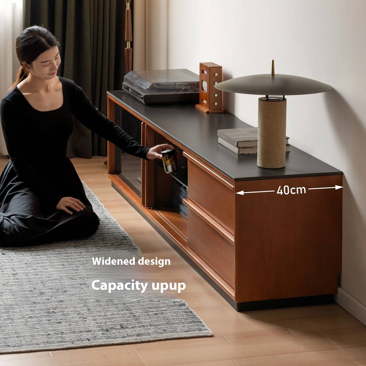 Poplar Solid Wood Medieval Style TV Stand.