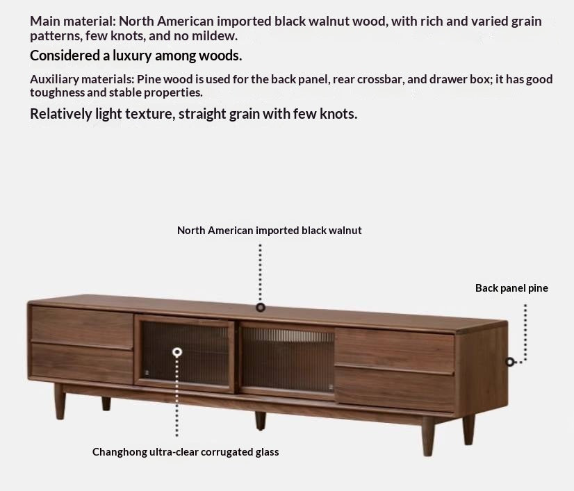 Black Walnut Solid Wood Modern TV Cabinet