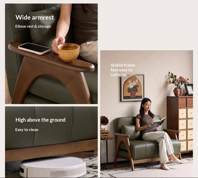 Oak Solid Wood A-Frame Accent Chair with Adjustable Backrest and Sleeper Function