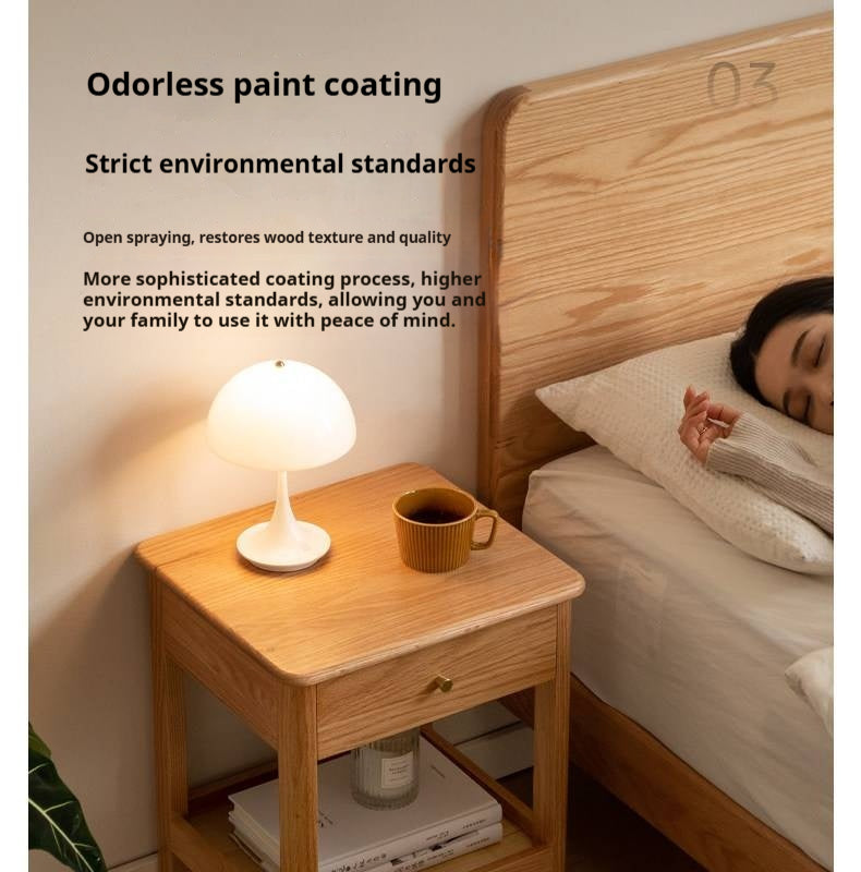 Oak, Beech Solid Wood, Solid RubberWood Nightstand.