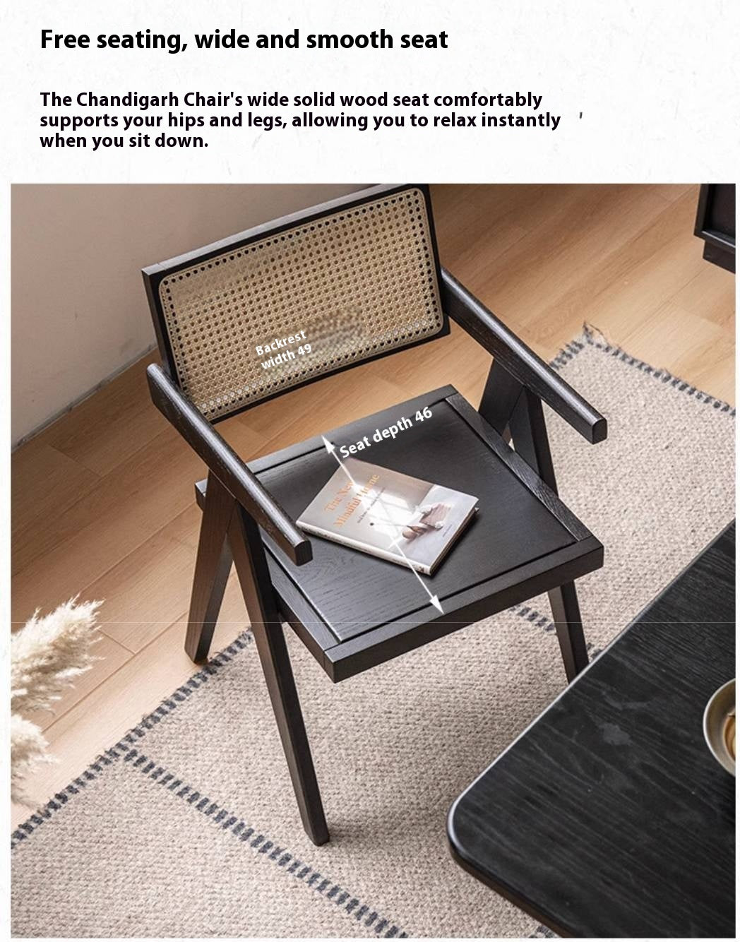 Black Walnut, Ash, Oak, Cherry Solid Wood Light Luxury Rattan Chair