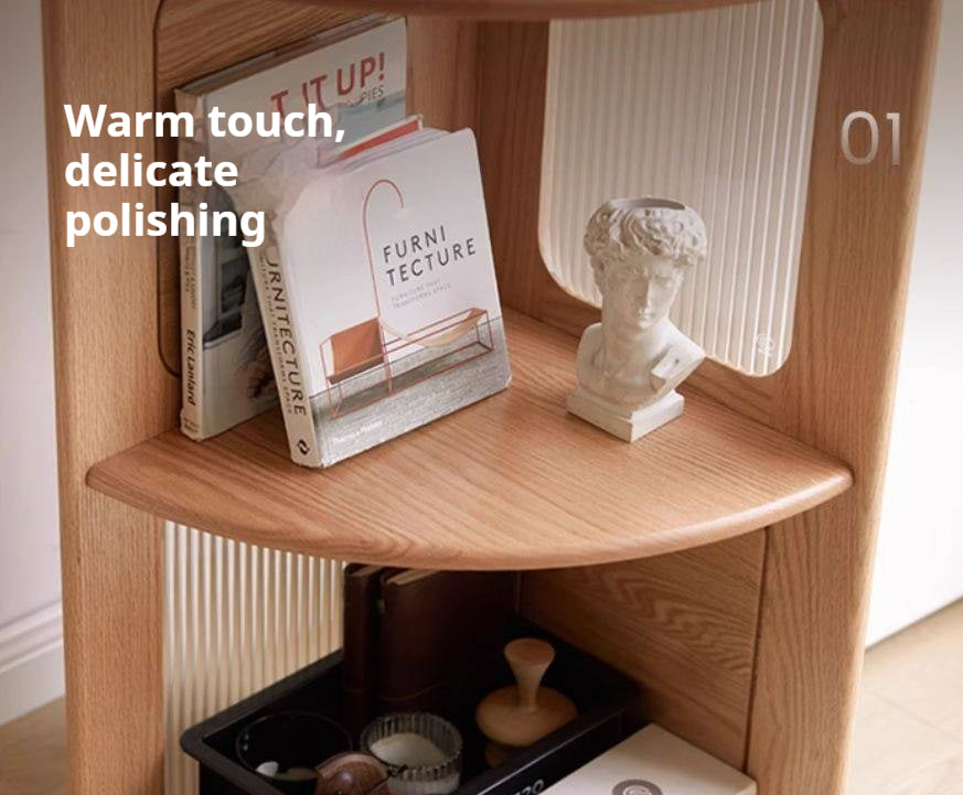 Oak, Ash Solid Wood Bookshelf Household Corner Storage Rack