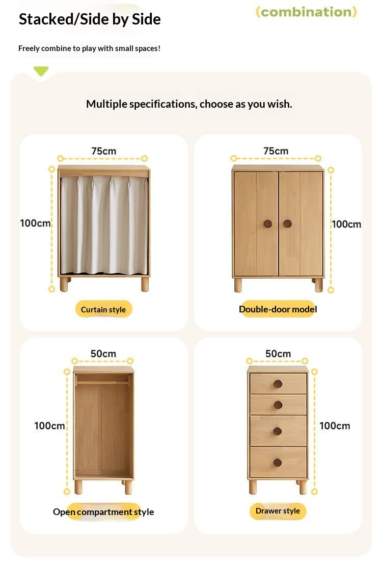 Solid Rubberwood Children's Wardrobe