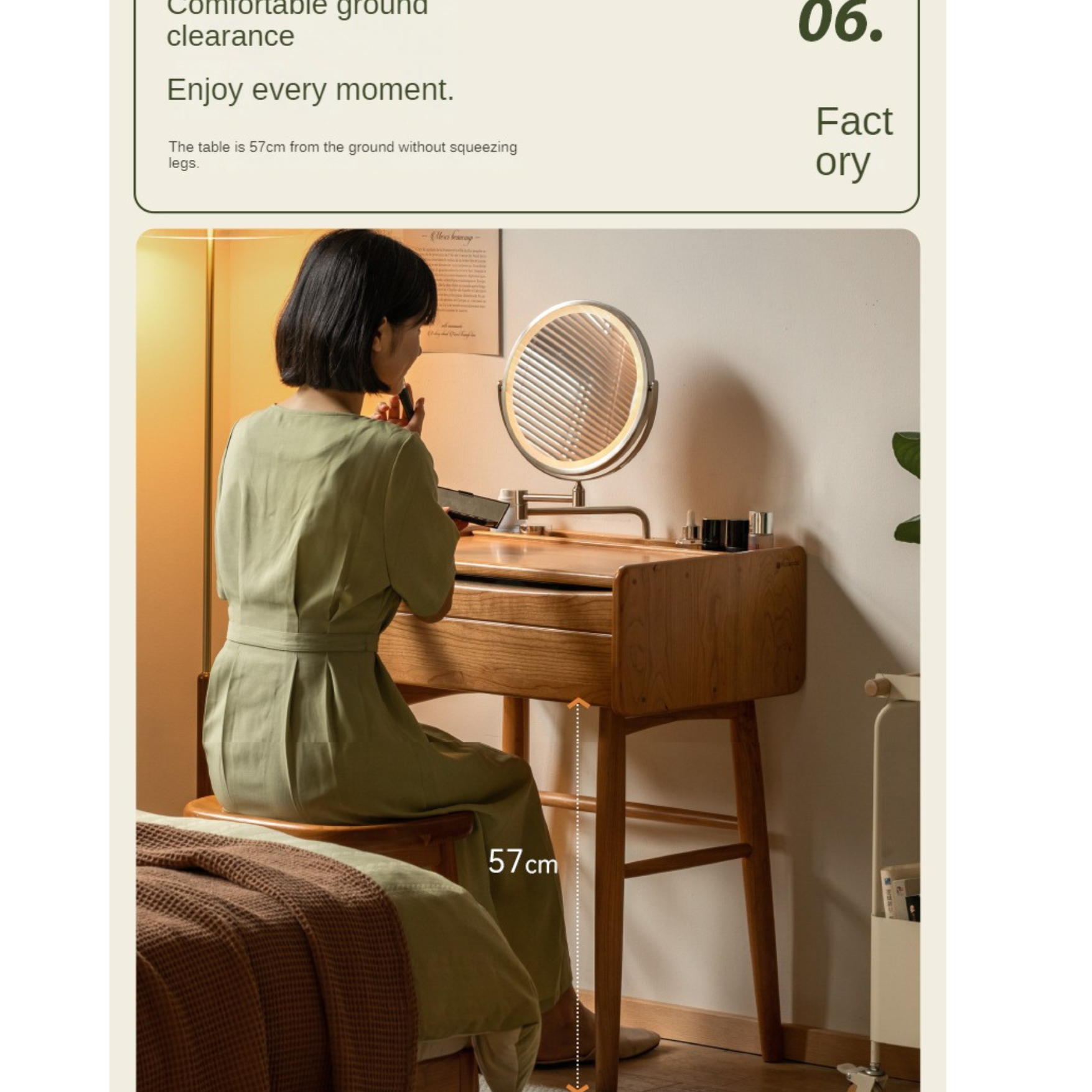 Cherry Solid Wood Small Vanity Table.