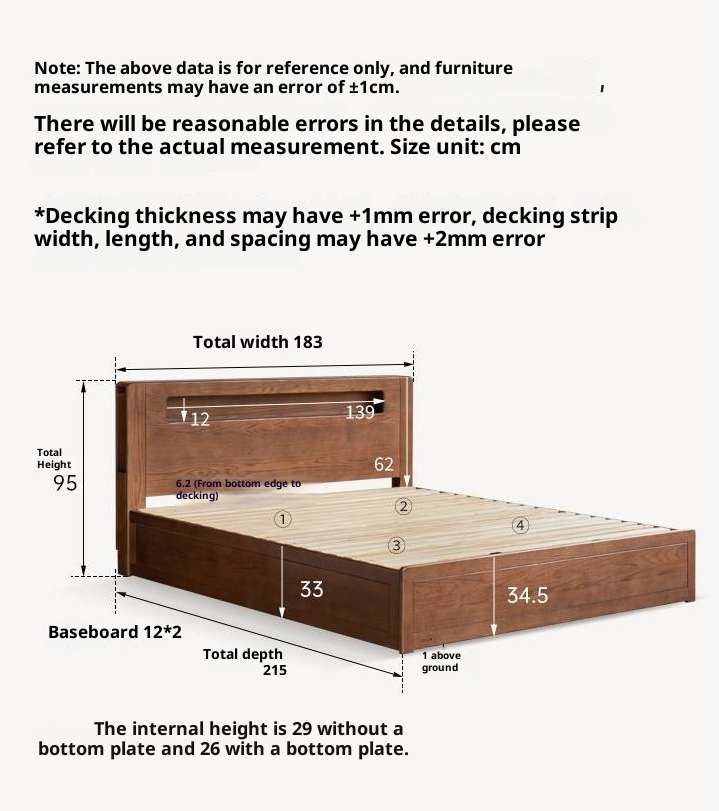 Oak Solid Wood Modern Minimalist Multifunctional with Light Box Bed