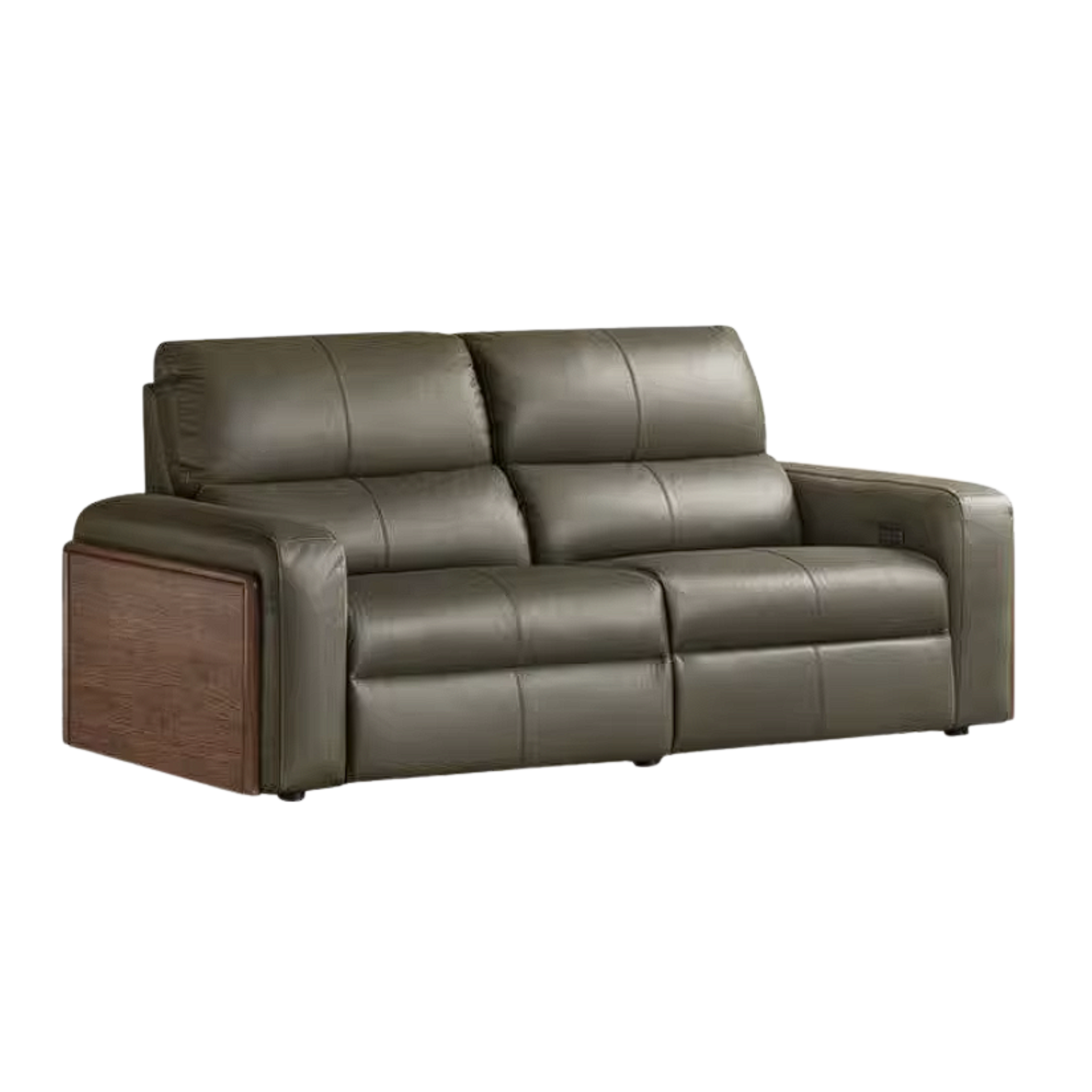 Black Walnut, Golden Sandalwood Solid Wood Top-Grain Genuine Leather Sofa Zero-Wall Recliner Design