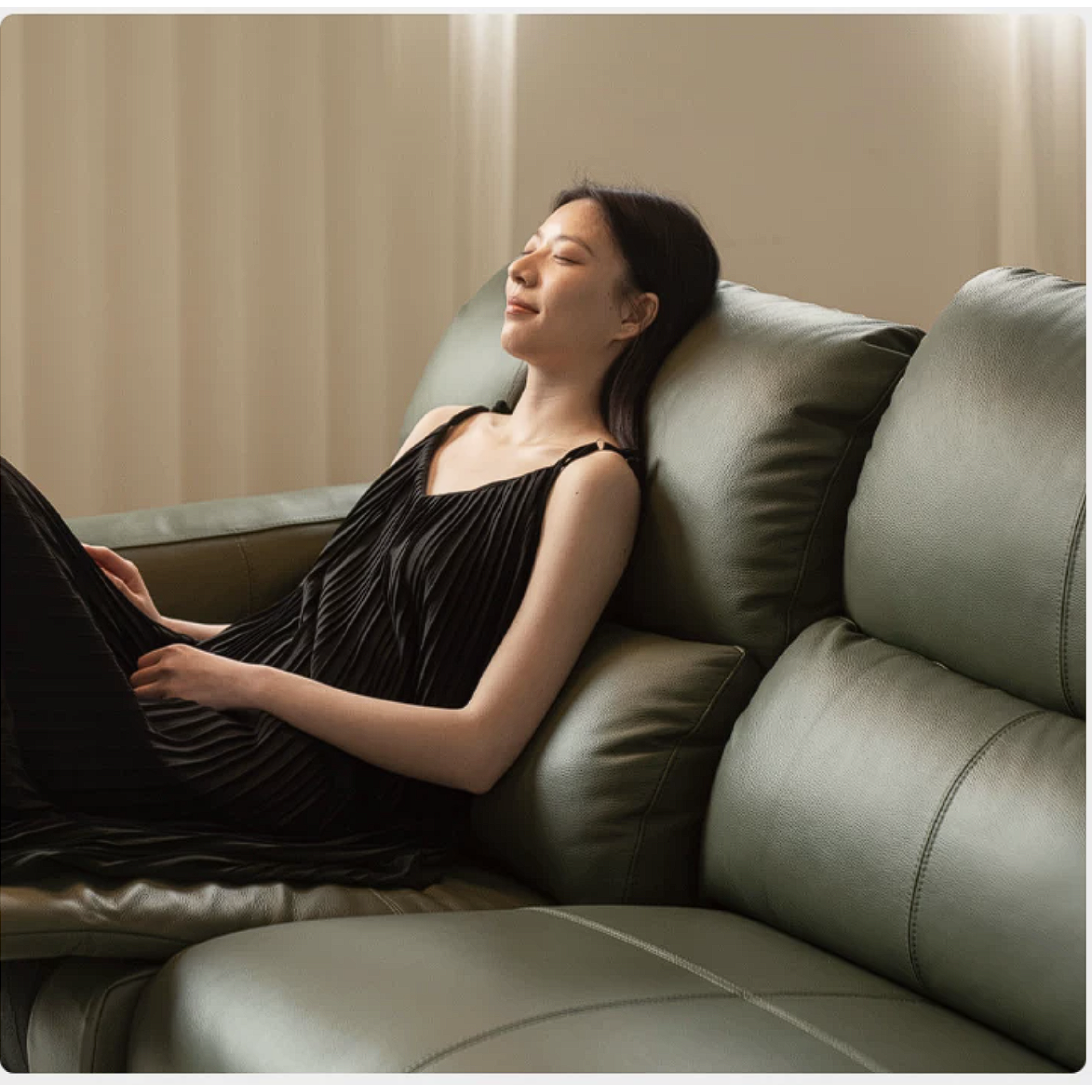 Black Walnut, Golden Sandalwood Solid Wood Top-Grain Genuine Leather Sofa Zero-Wall Recliner Design