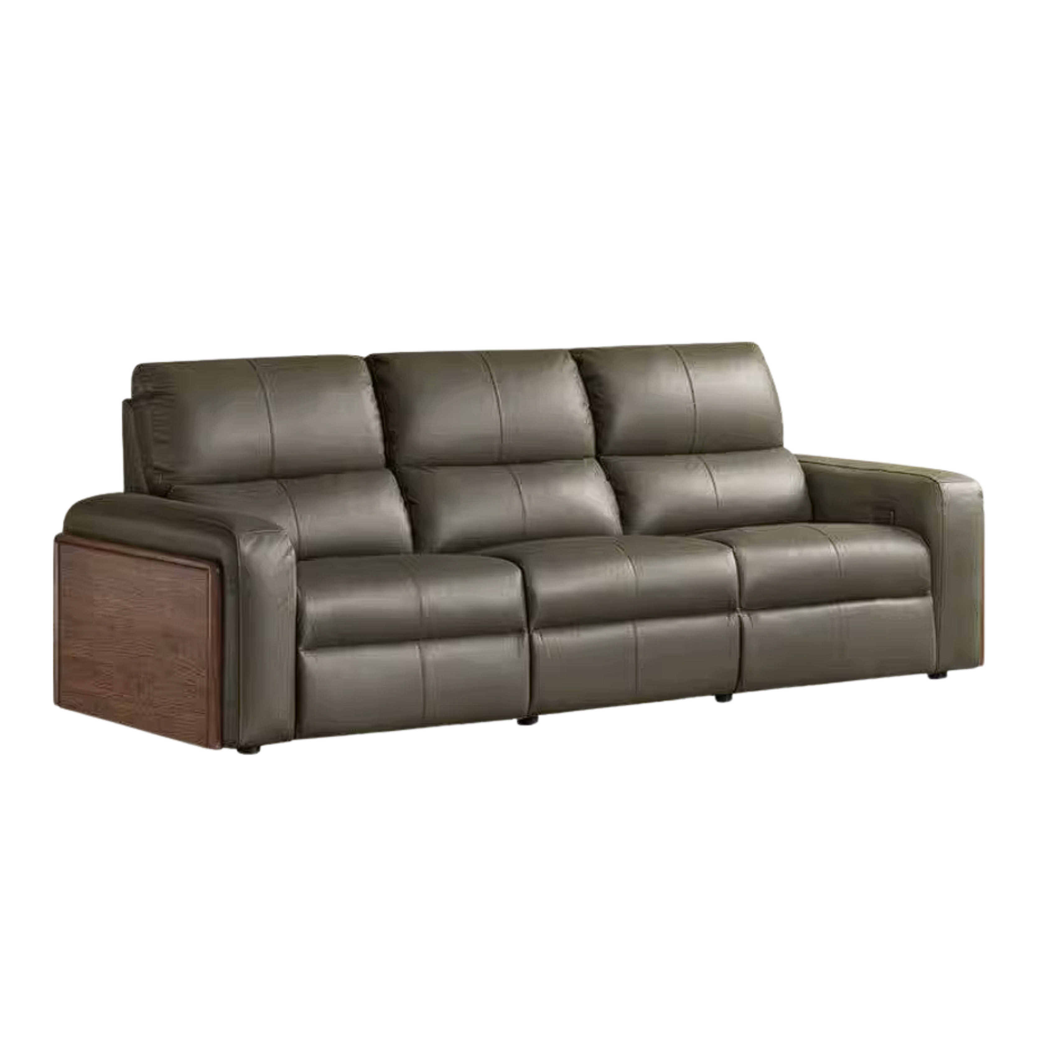 Black Walnut, Golden Sandalwood Solid Wood Top-Grain Genuine Leather Sofa Zero-Wall Recliner Design