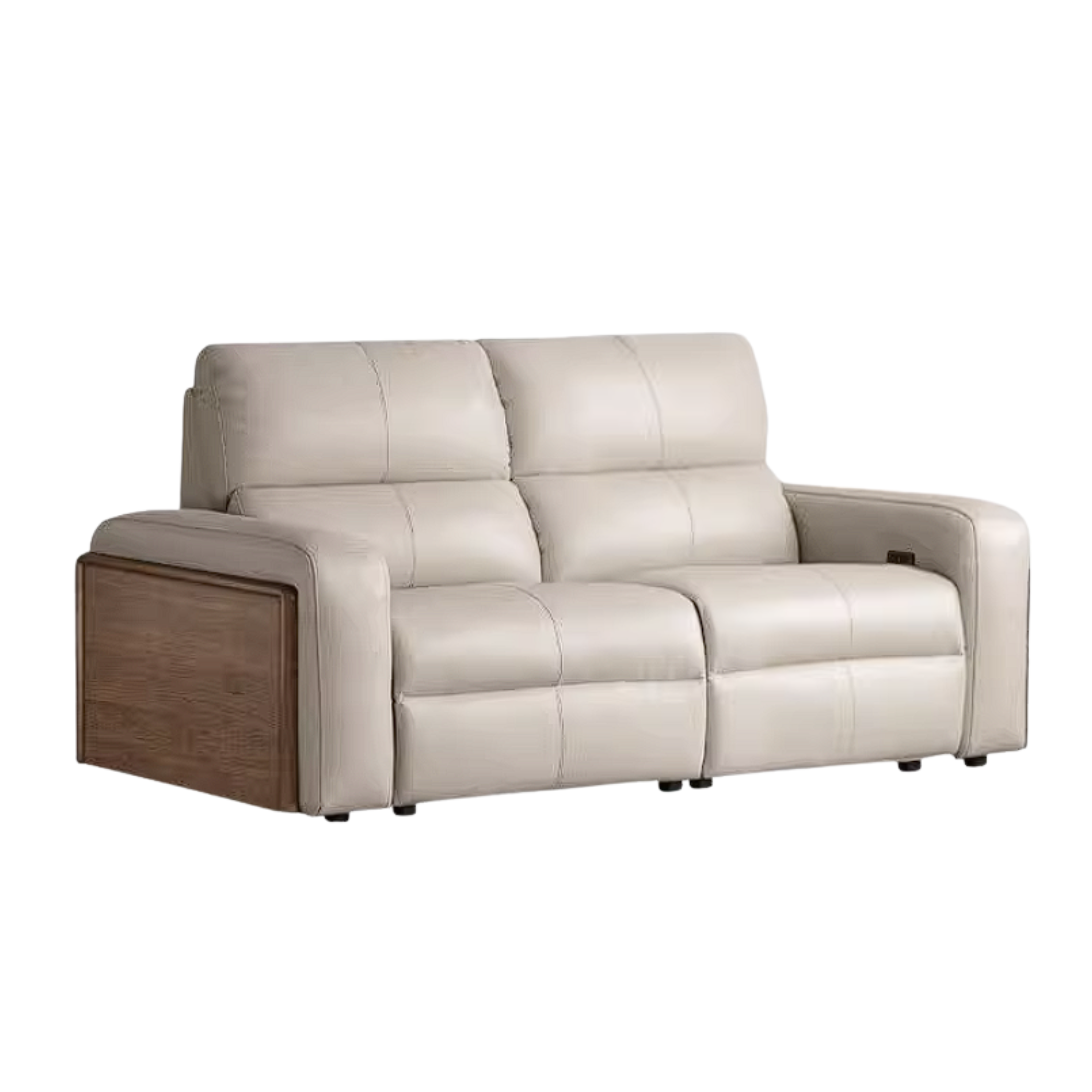 Black Walnut, Golden Sandalwood Solid Wood Top-Grain Genuine Leather Sofa Zero-Wall Recliner Design
