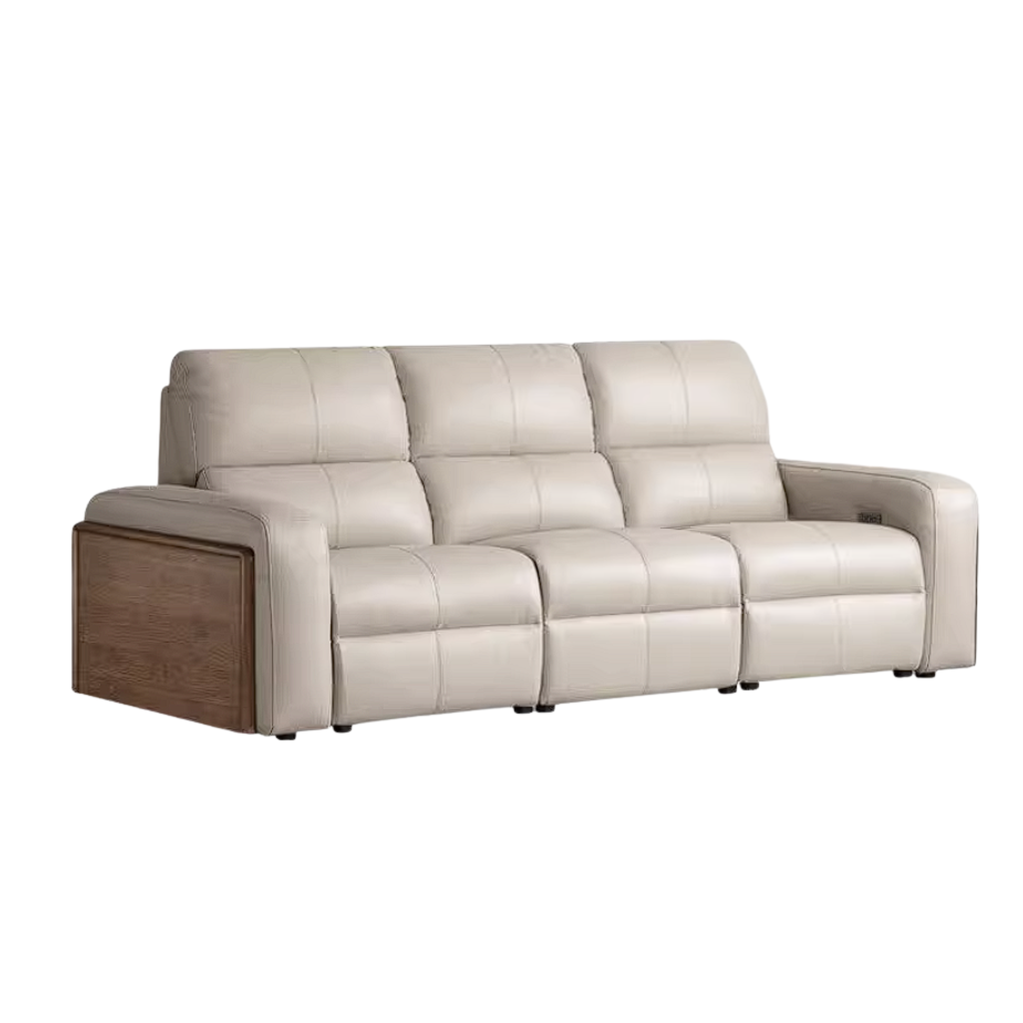 Black Walnut, Golden Sandalwood Solid Wood Top-Grain Genuine Leather Sofa Zero-Wall Recliner Design